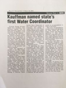 Kauffman named state's first water coordinator (Mar 10, 2000)